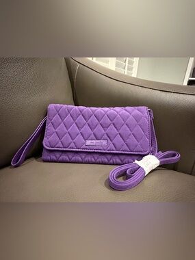 Vera Bradley Purple Quilted Convertible Wristlet Crossbody